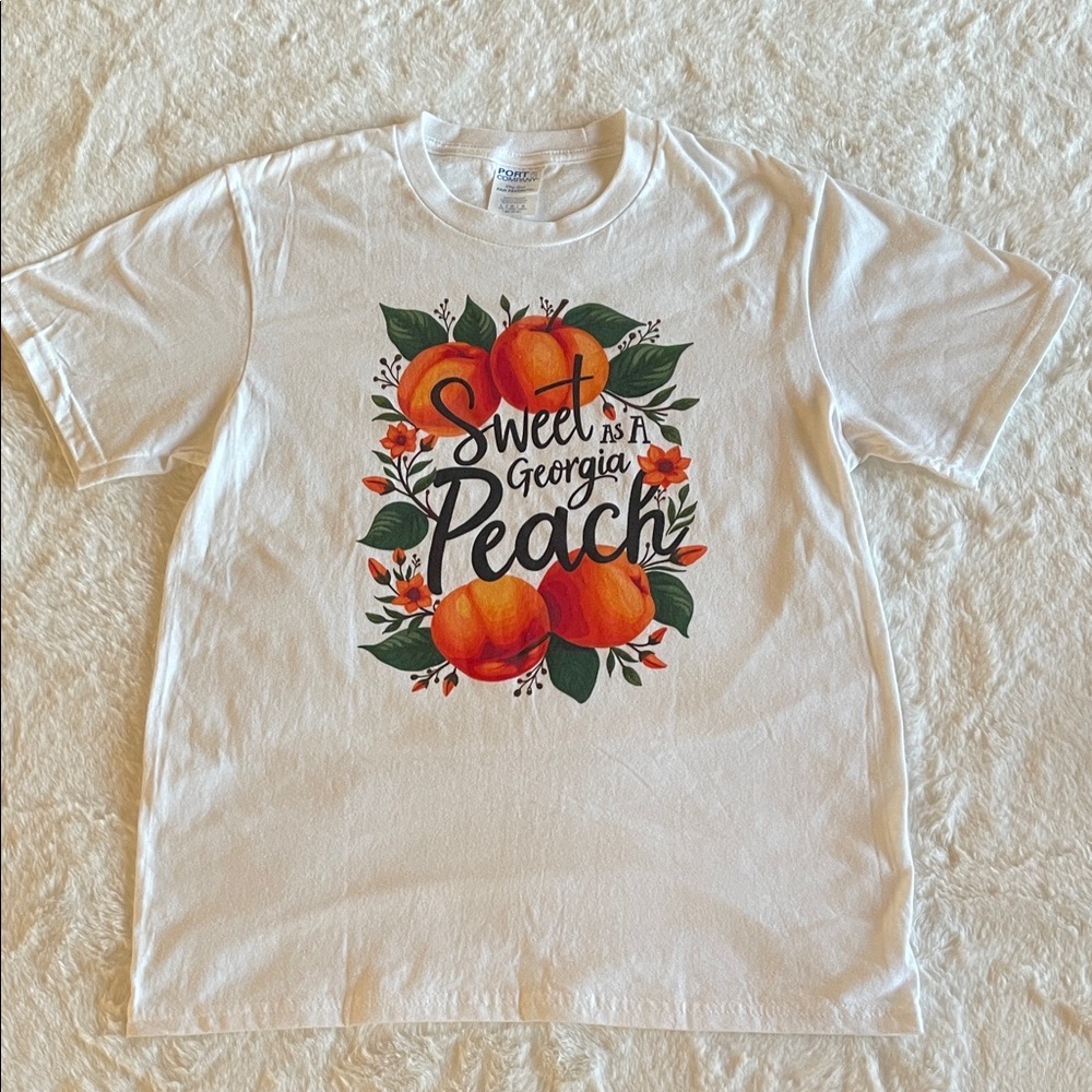 Port & Company Kids T-Shirt with Peach Design SZ L